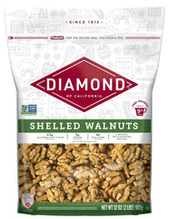 Diamond of California shelled walnut halves in a bowl, ready for baking or snacking.