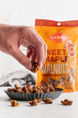 Diamonds Nuts Sweet Maple Walnuts 4oz-pack displays portable snack option