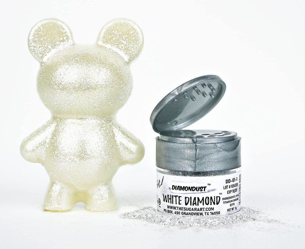 DiamonDust glitter on strawberries provides purple sparkle for festive plating.