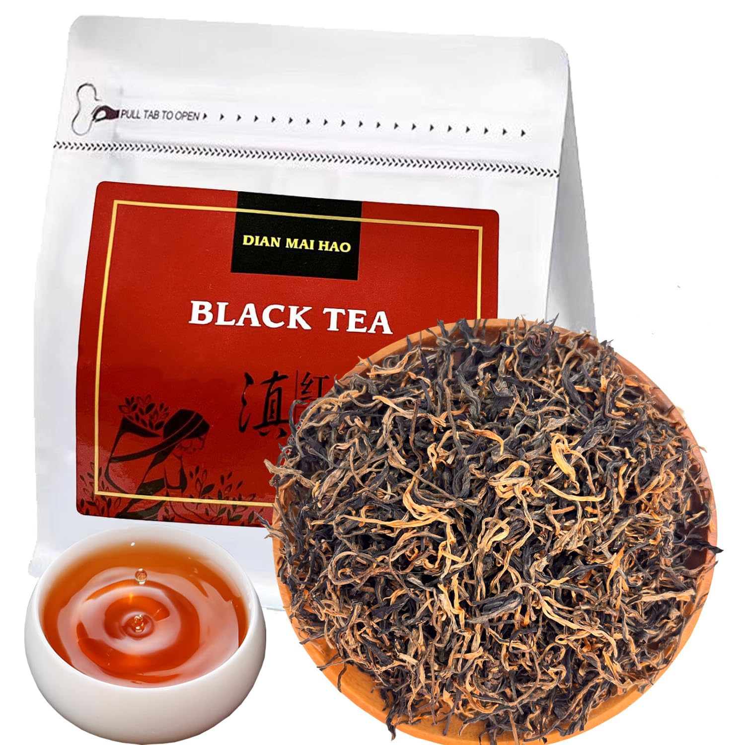 DIAN MAI HAO Yunnan Golden Special tea leaves showing premium organic harvest for bright flavor.