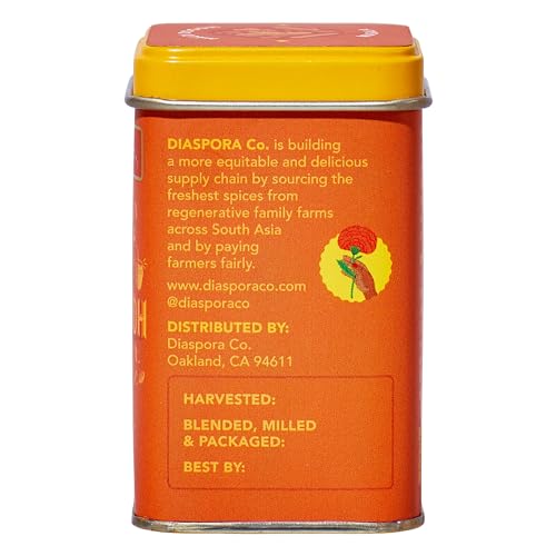 Diaspora Co Golden Milk Spice Blend jar close-up, fresh spices and inviting aroma