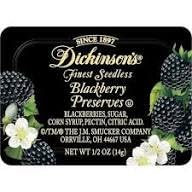 Dickenson Blackberry Preserves close-up shows rich color and texture for toast toppings.
