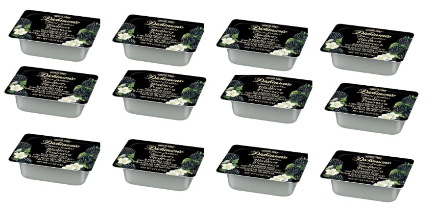 Dickenson Blackberry Preserves packets arranged for portion-controlled café servings.
