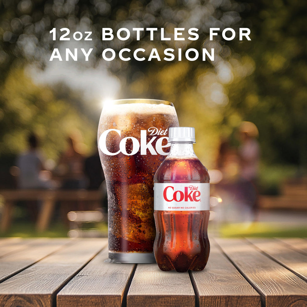 Diet Coke glass with ice showing crisp cold finish.