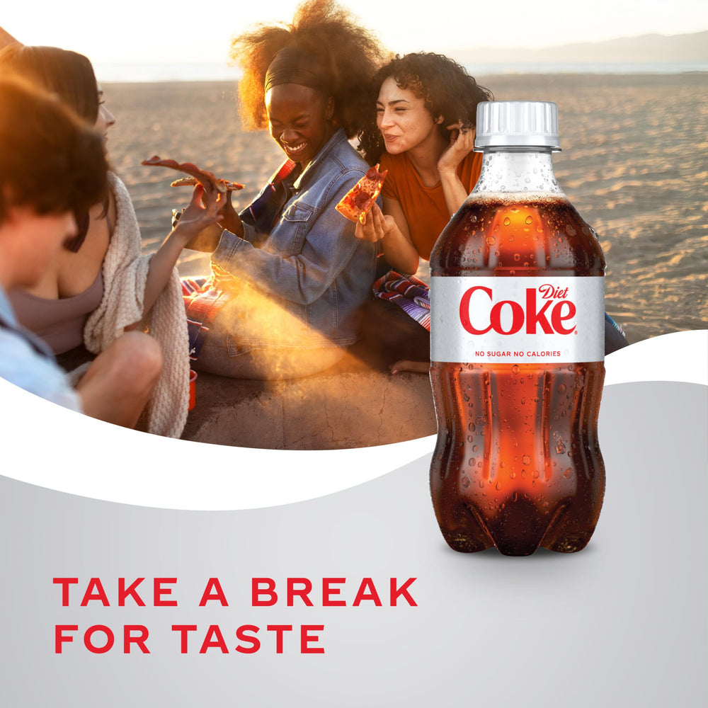 Diet Coke on a meal table with friends.