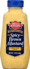 Dietz & Watson Spicy Brown Mustard spread on a sandwich, appetizing.