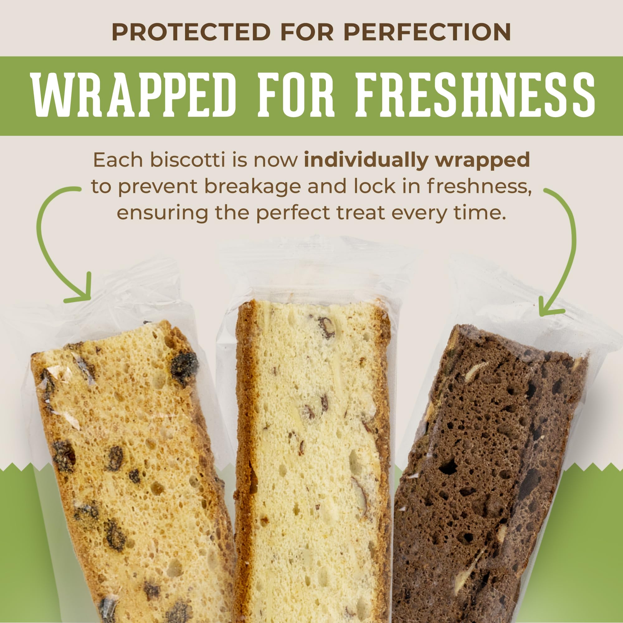 DIJAS Natural Foods biscotti chocolate almond crisp closeup showcases crunchy texture ideal for dipping.