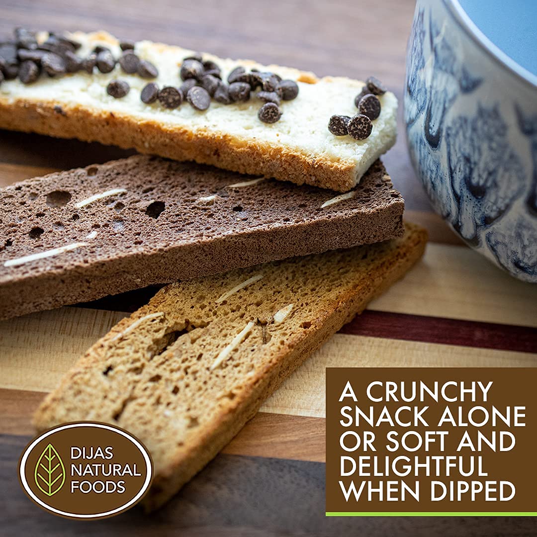 DIJAS Natural Foods biscotti chocolate almond fresh bakery-style finish without preservatives.