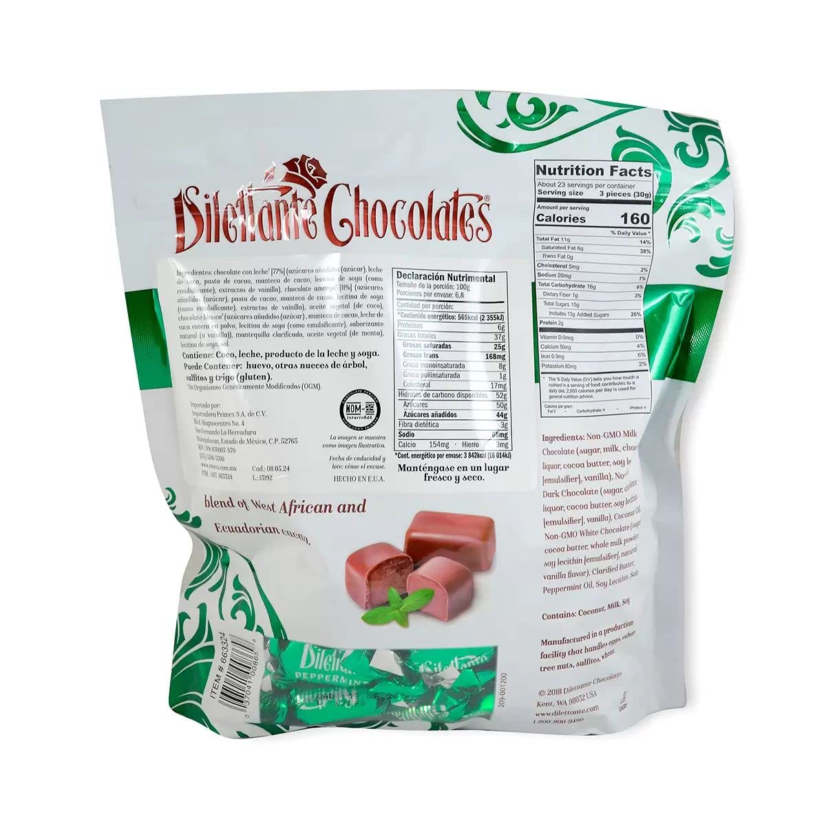 Dilettante Peppermint Truffle Cremes 24oz jar ideal for gifting or entertaining.