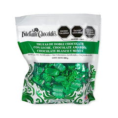 Dilettante Peppermint Truffle Cremes packaging showcases premium mint chocolate gift option.
