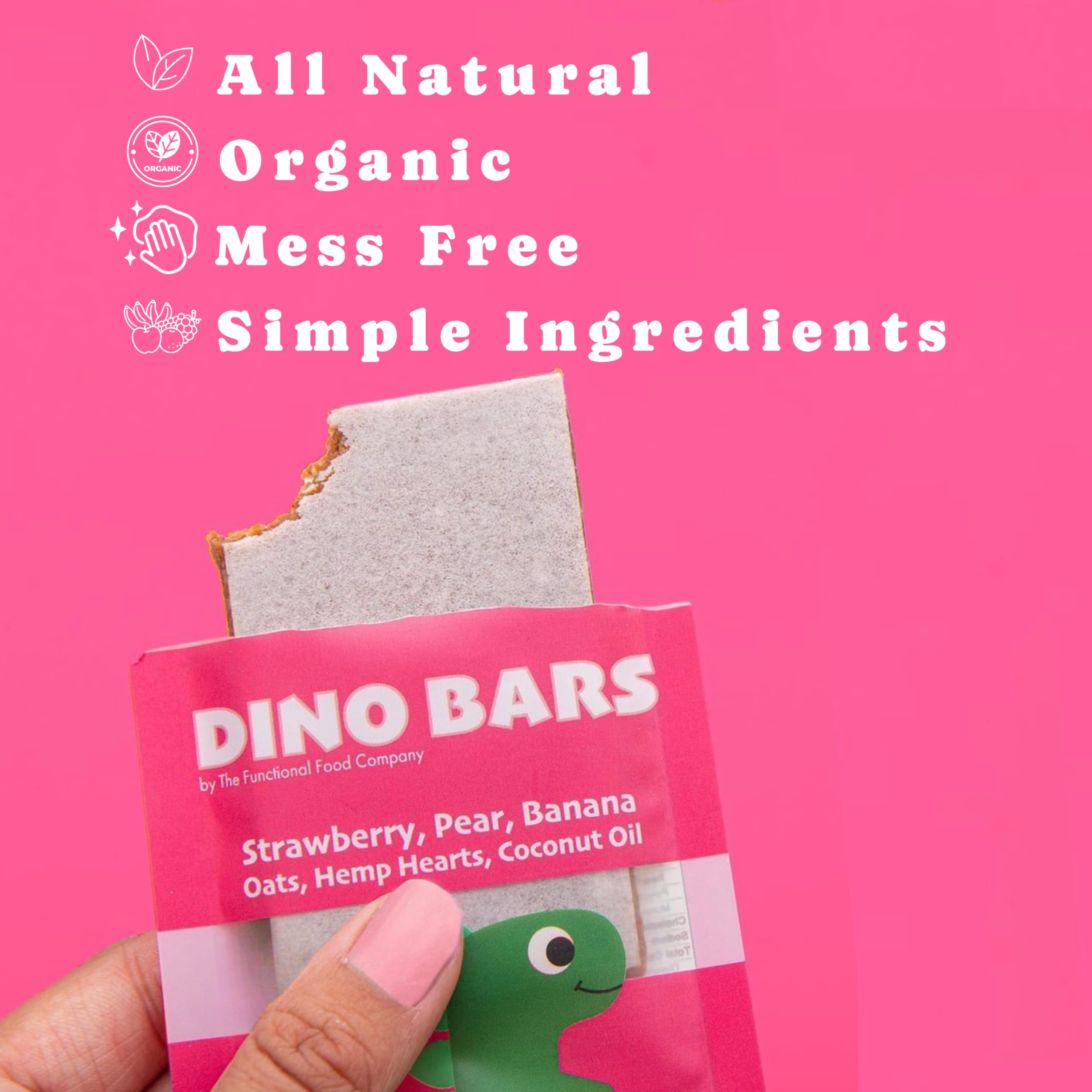 Dino Bars simple ingredients: no artificial flavors or refined sugar.