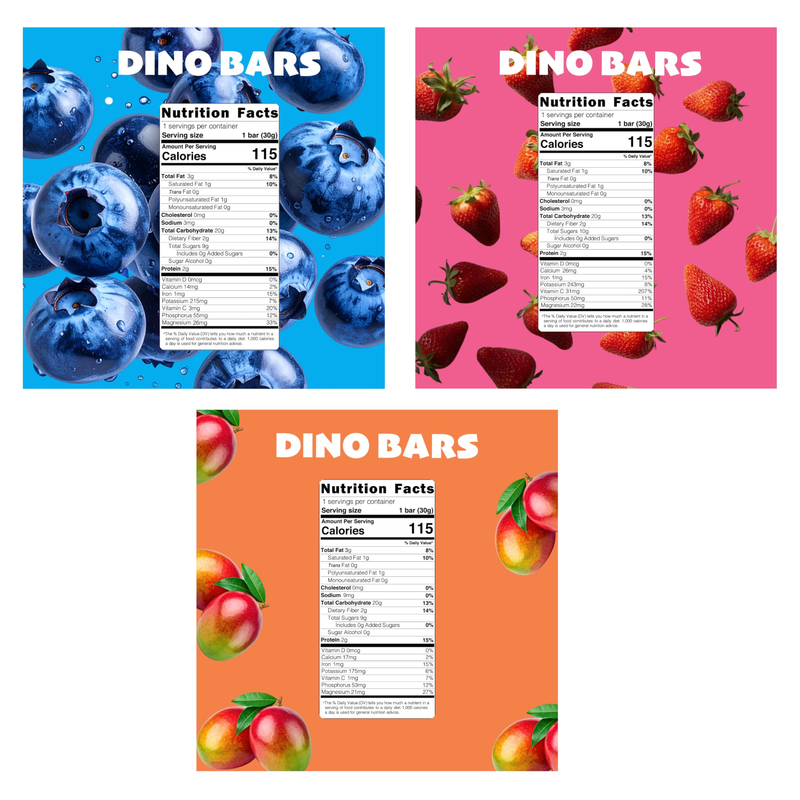 DINO BARS strawberry bars 18-pack colorful, mess-free fruit treat