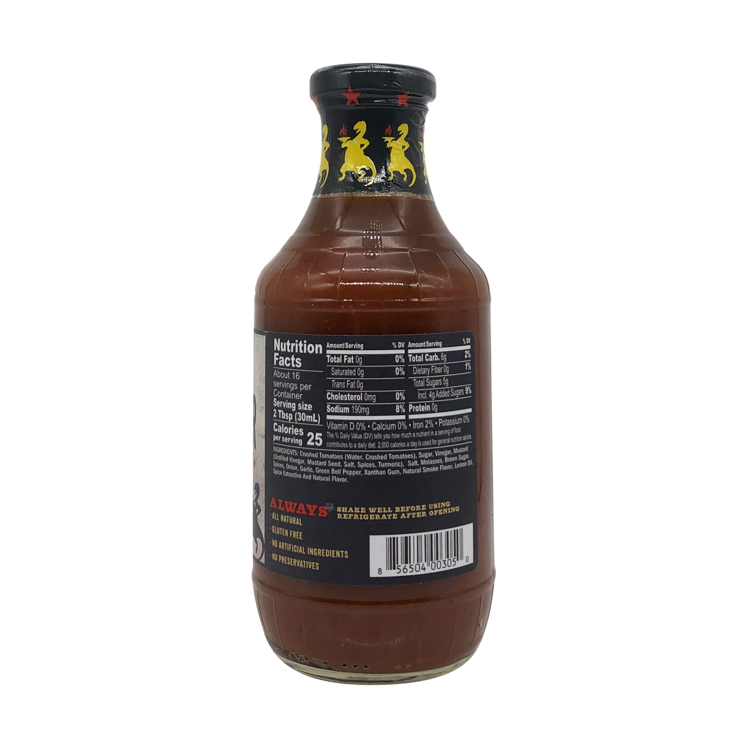 Dinosaur Sensuous Slathering BBQ Sauce label close-up shows gluten-free claim