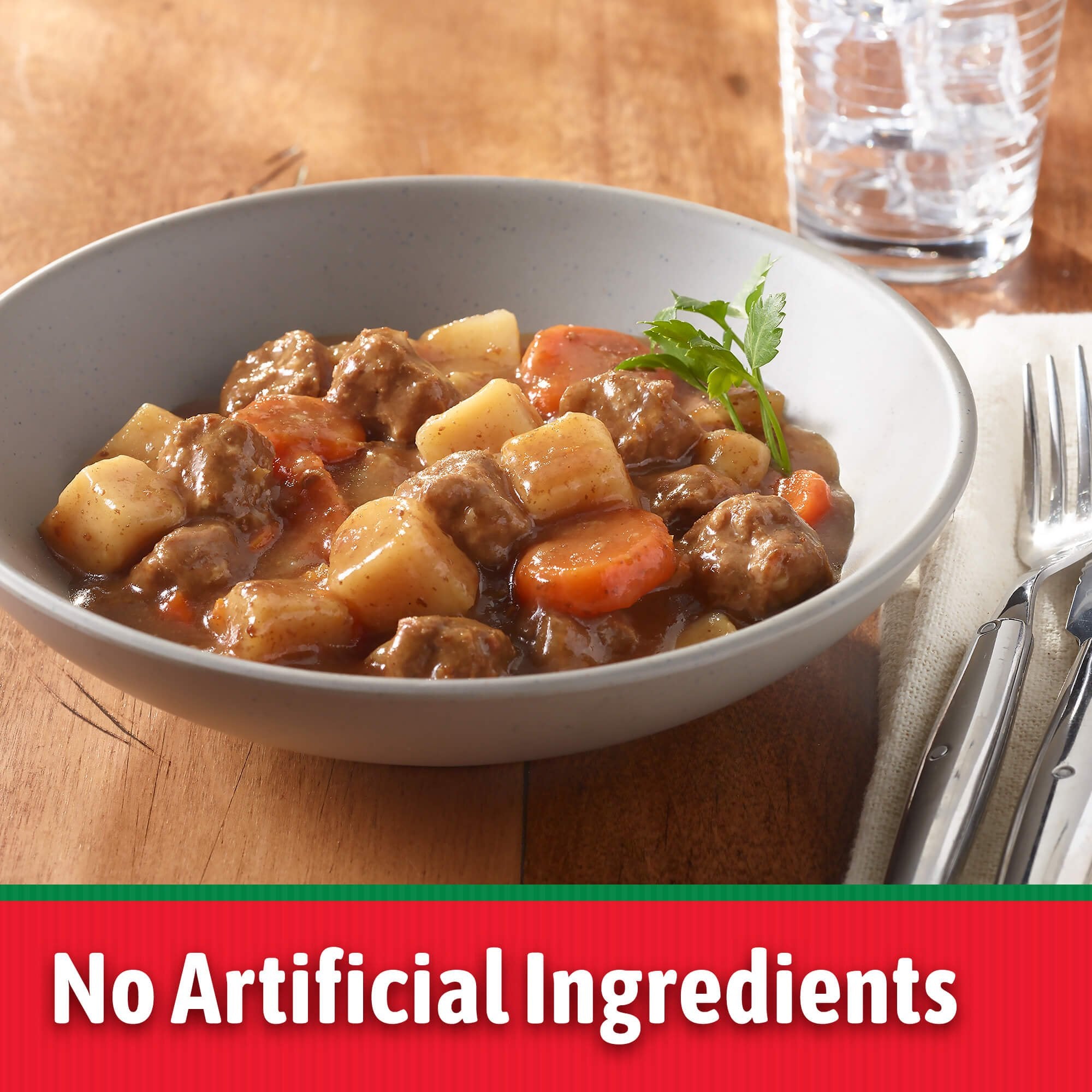 Dinty Moore Beef Stew heat-ready seconds, convenient for quick lunches.