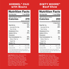 DINTY MOORE Beef Stew beef chunks close-up; hearty, protein-rich portion.