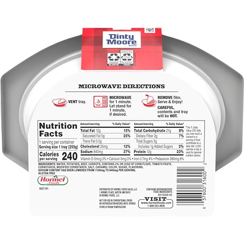 Dinty Moore beef stew microwave tray ready in 60 seconds.