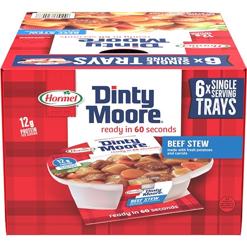 Dinty Moore Beef Stew ready-to-eat, heat-and-serve in 60 seconds.