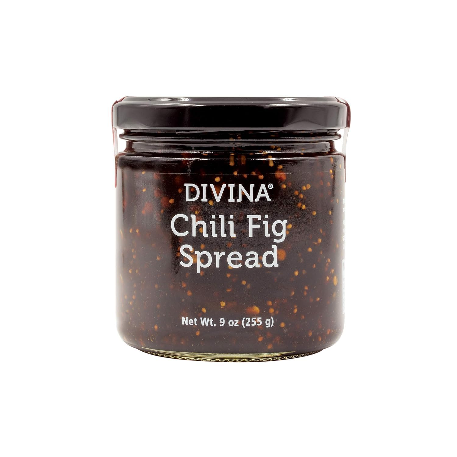 Divina Chili Fig Spread Jam jar offers rich flavor perfect for snacking.
