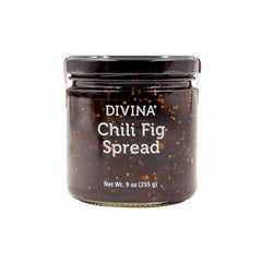 Divina Chili Fig Spread Jam jar offers rich flavor perfect for snacking.
