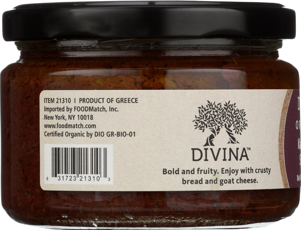 Divina Organic Kalamata Olive Spread with dipping bowl ready for a party platter.