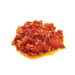 Divina chopped Calabrian peppers closeup highlighting texture for quick meal enhancements.