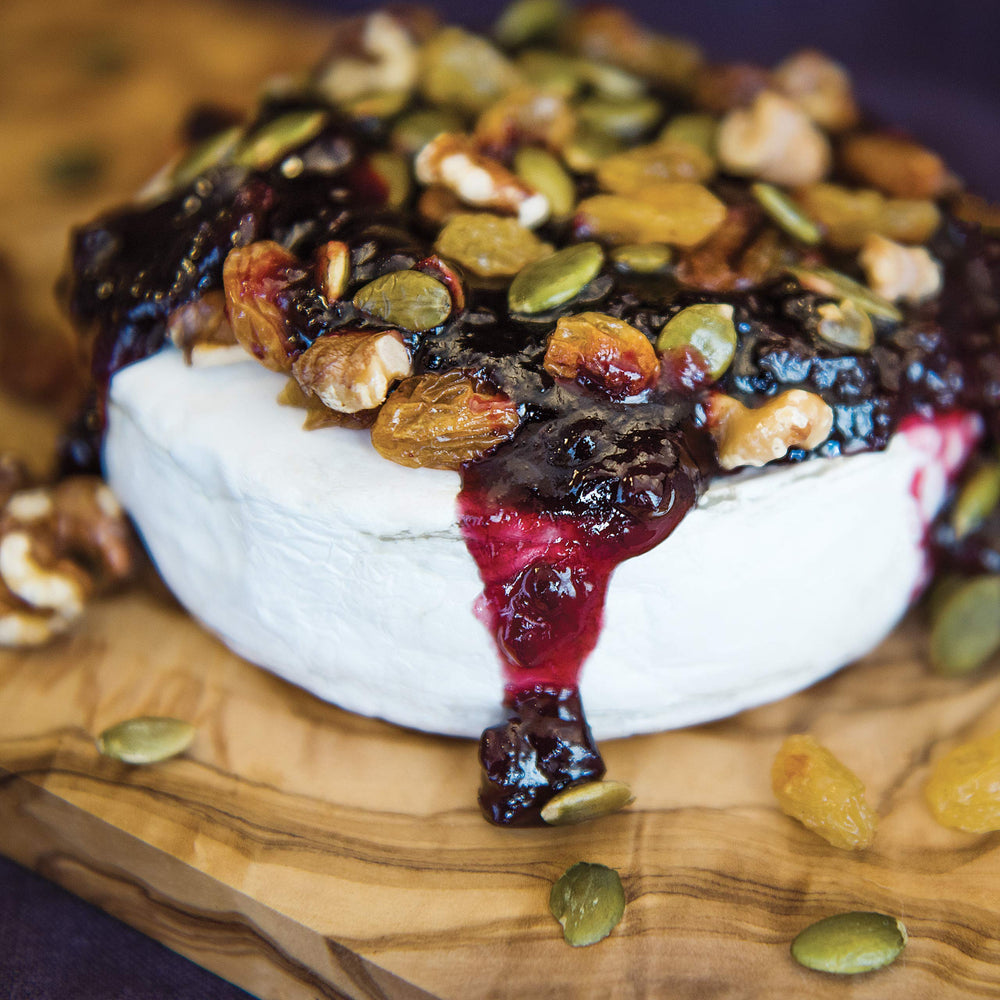 Divina sour cherry spread jam with cheese enhances savory-sweet bites.