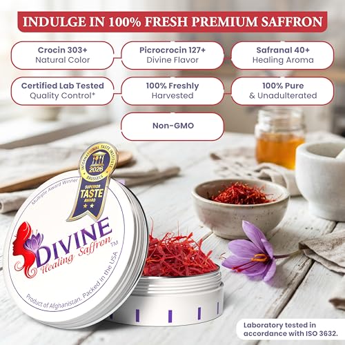 Divine Healing Saffron Threads lab tested aroma and color confirmation.