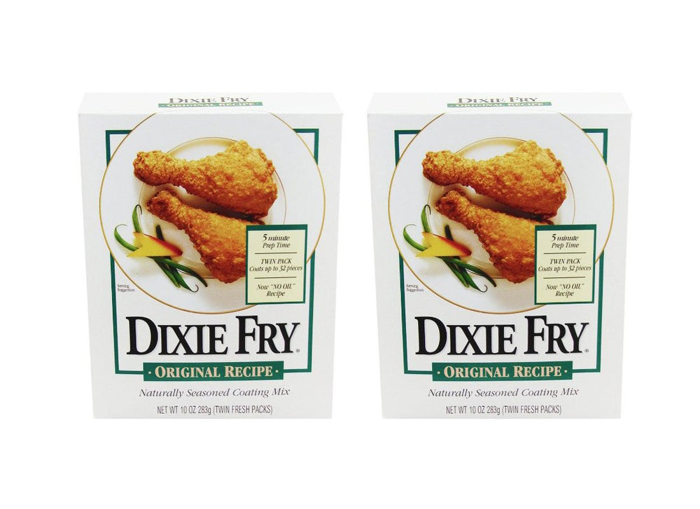 Dixie Fry Original Coating Box Front: convenient two-pack for easy, consistent coating.