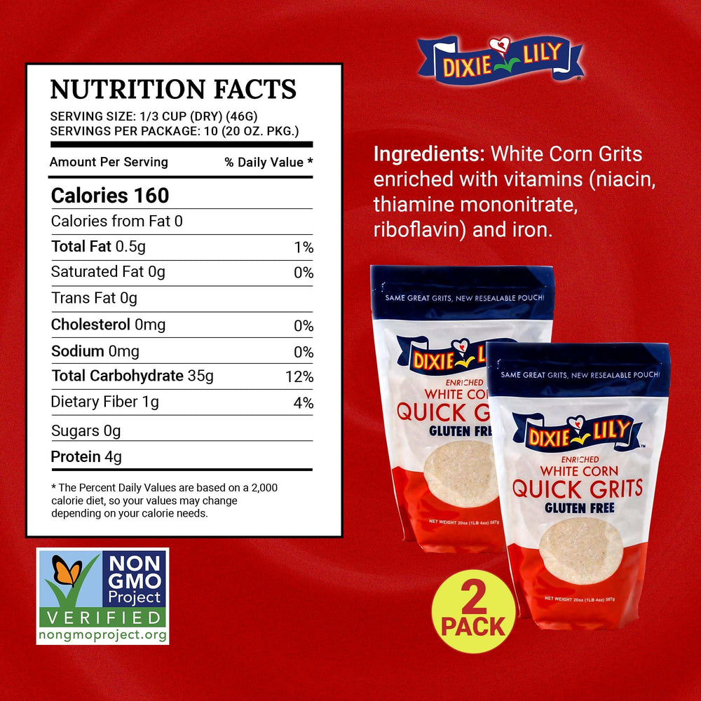 Creamy texture of Dixie Lily grits ideal for shrimp and grits.