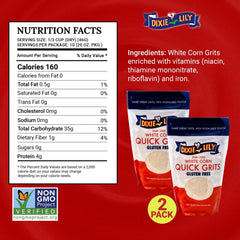 Creamy texture of Dixie Lily grits ideal for shrimp and grits.