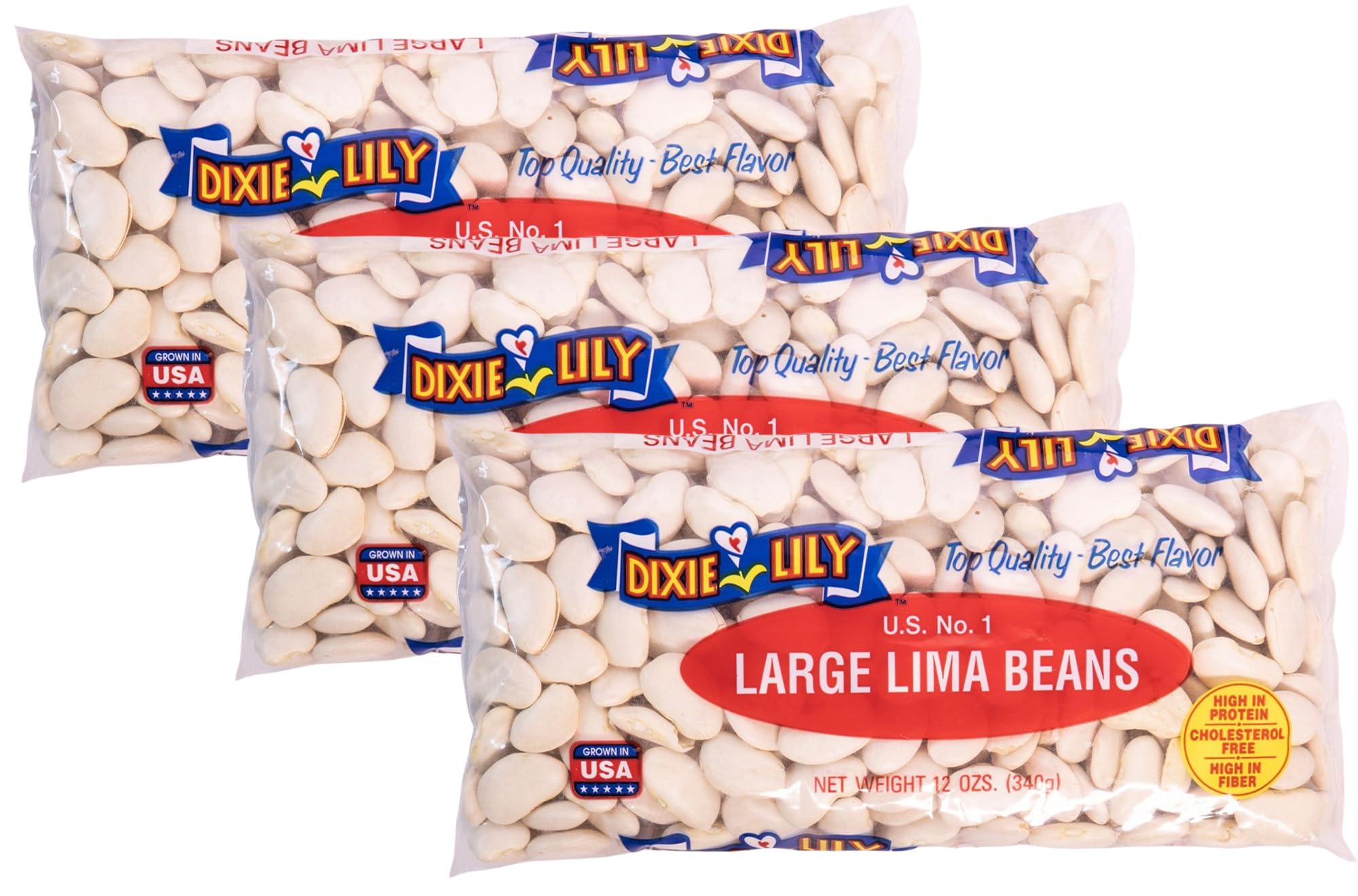 Dixie Lily Large Lima Beans front-pack ready for soups and sides