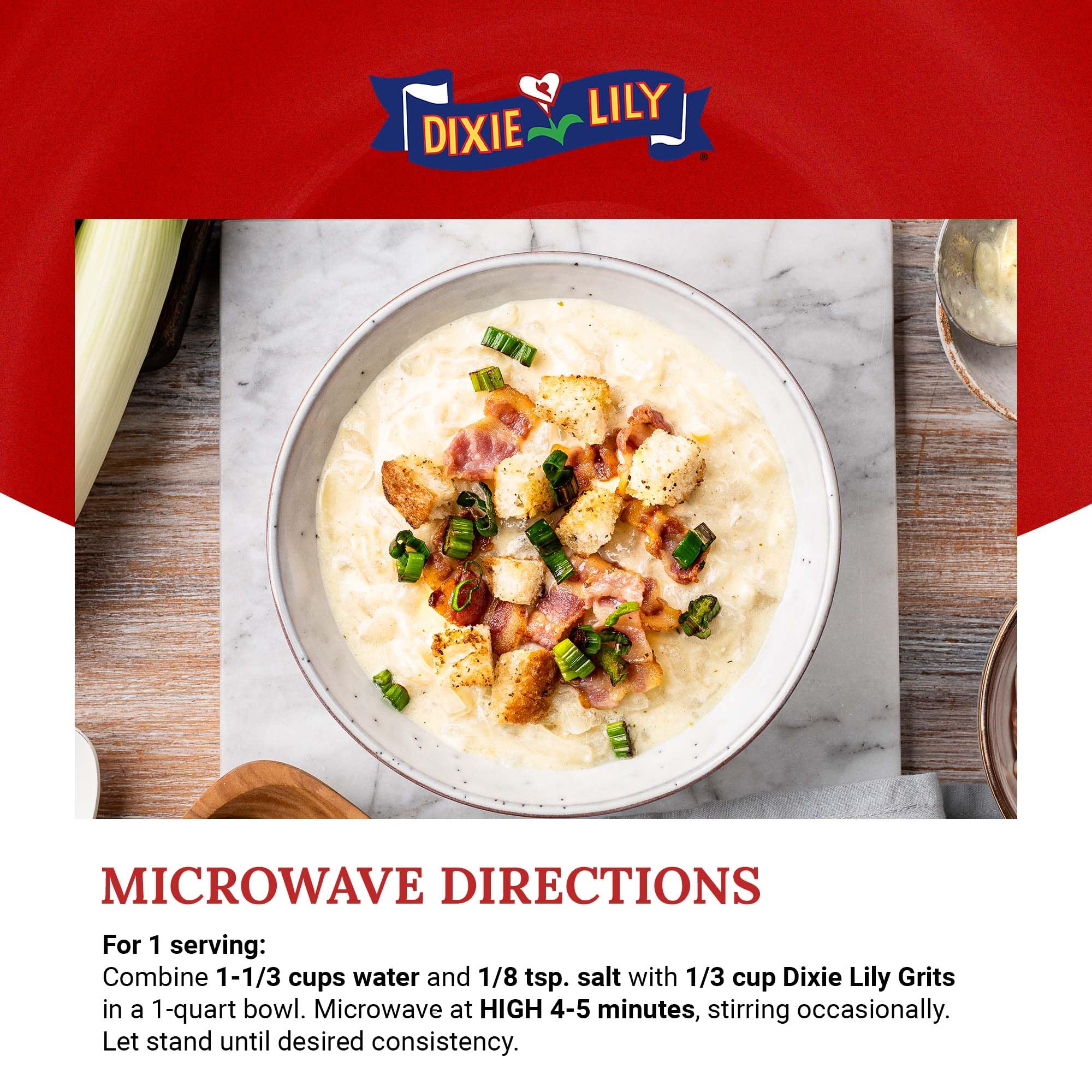 Shrimp and grits served with Dixie Lily for authentic Southern flavor.