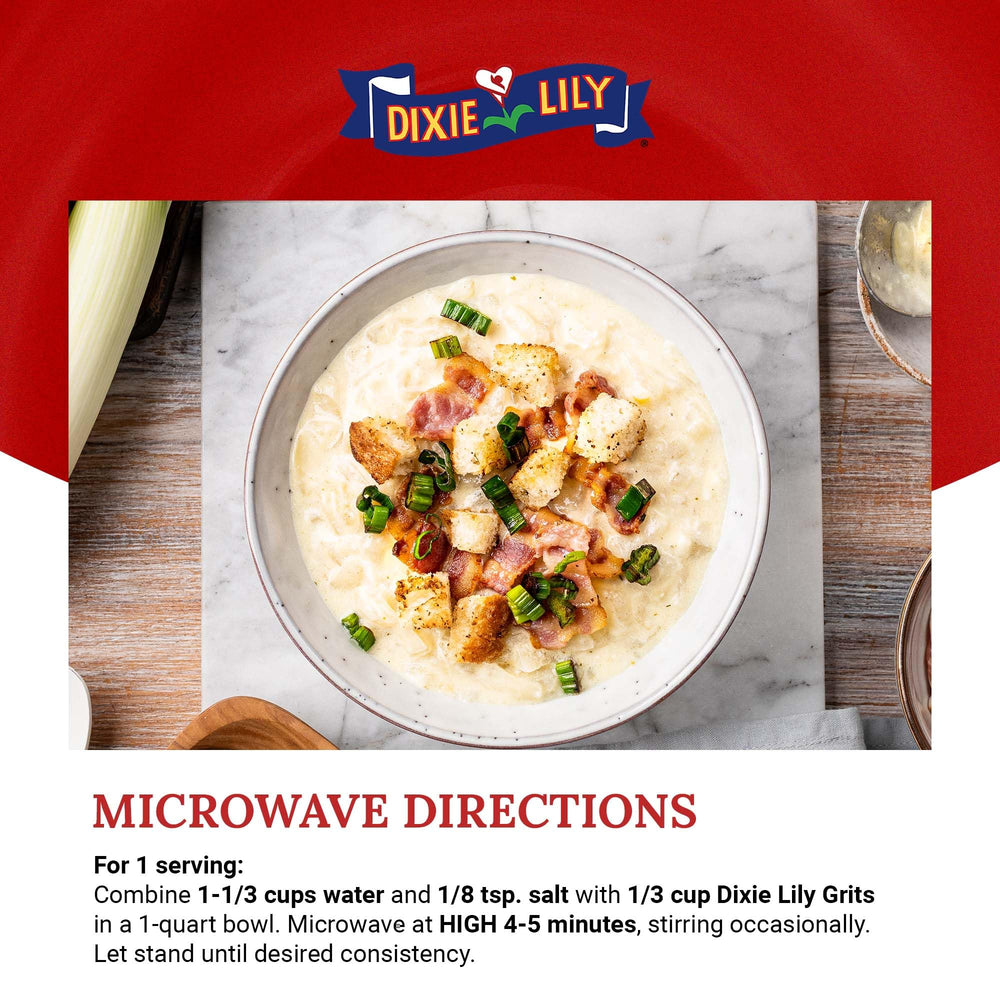 Shrimp and grits served with Dixie Lily for authentic Southern flavor.
