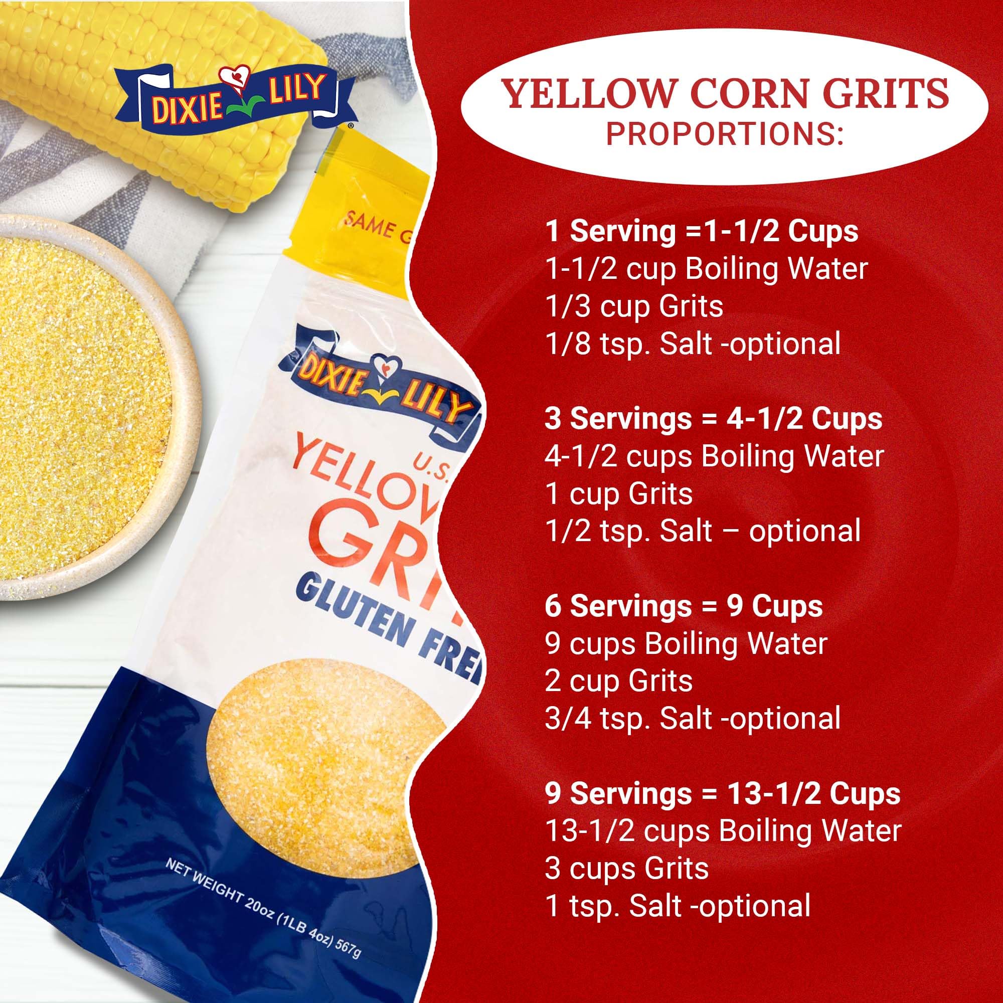 Dixie Lily Grits with butter and cheese for a comforting breakfast.