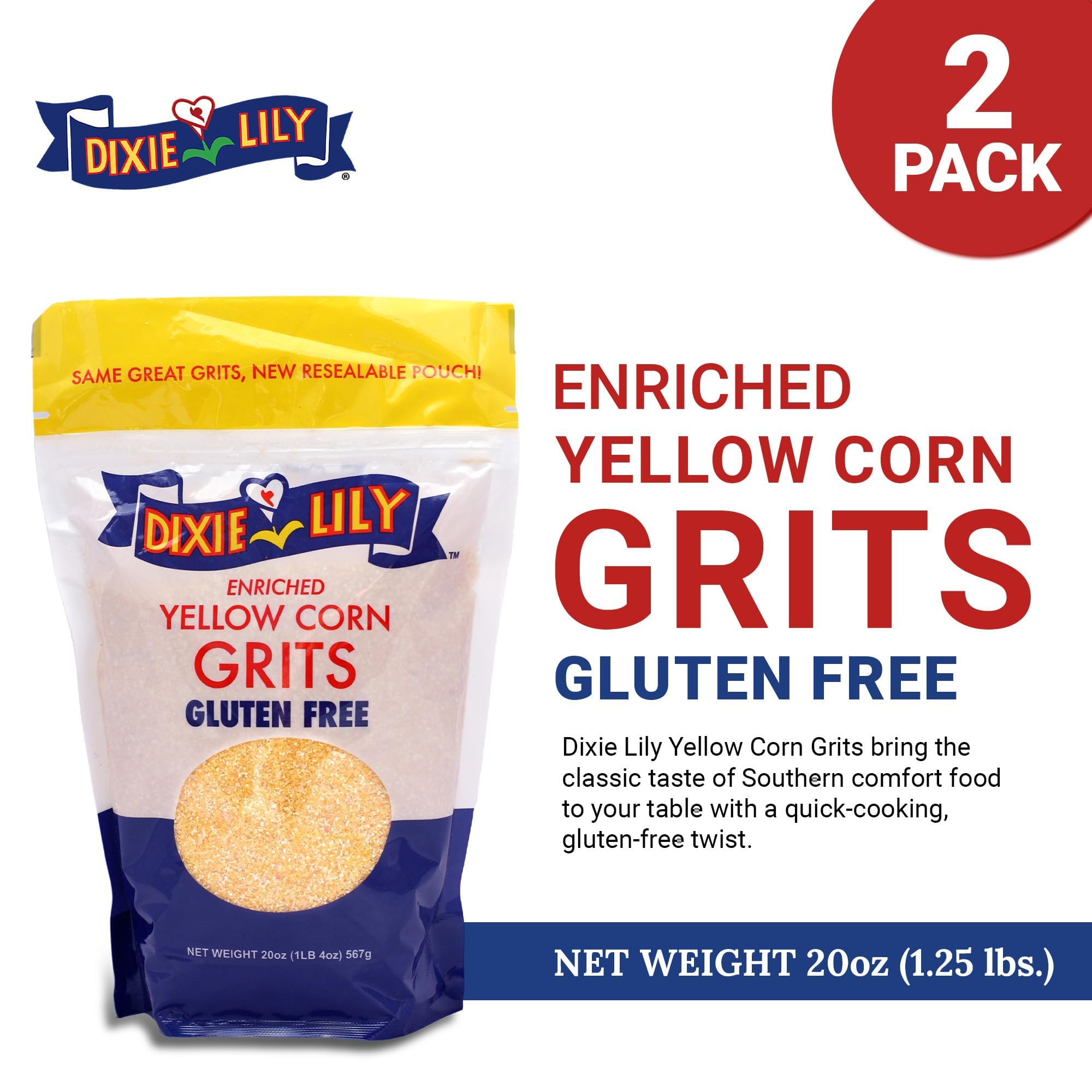Dixie Lily Yellow Corn Grits served with cheese topping for a savory meal