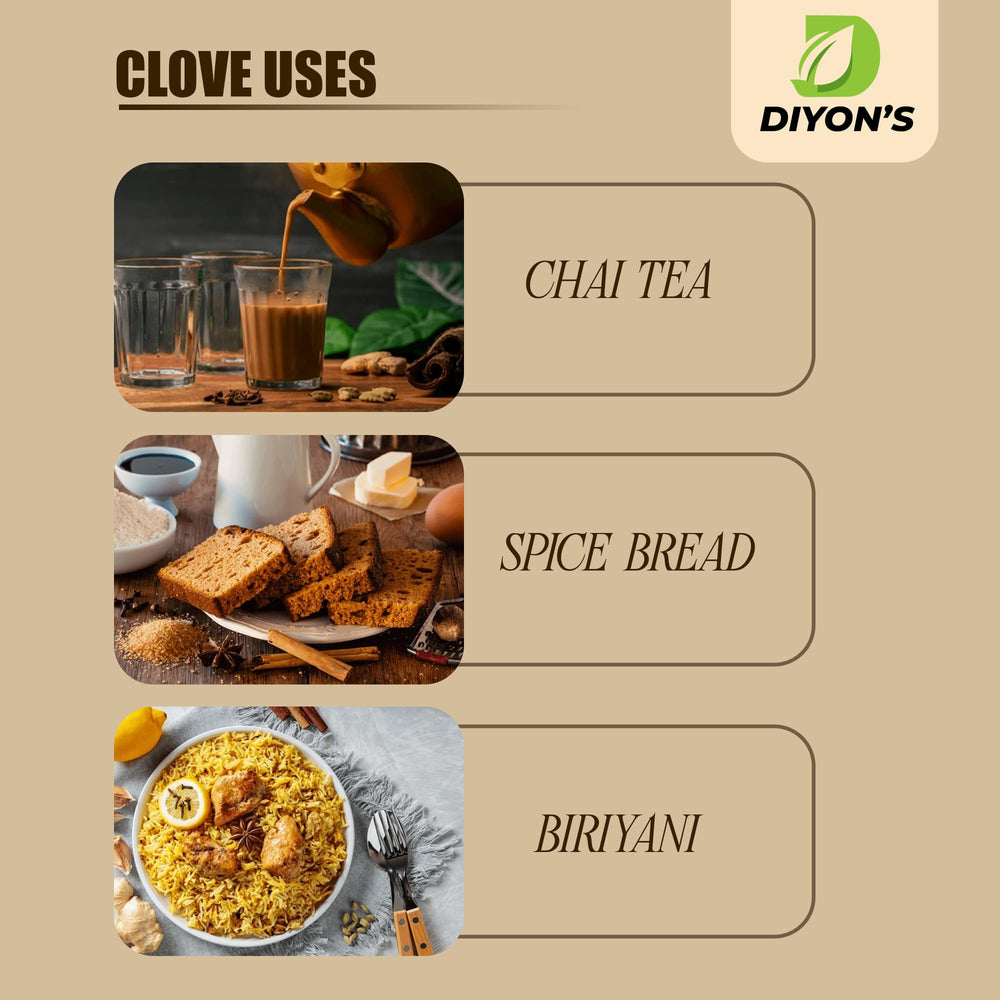 Diyon sun-dried whole cloves releasing warm fragrance