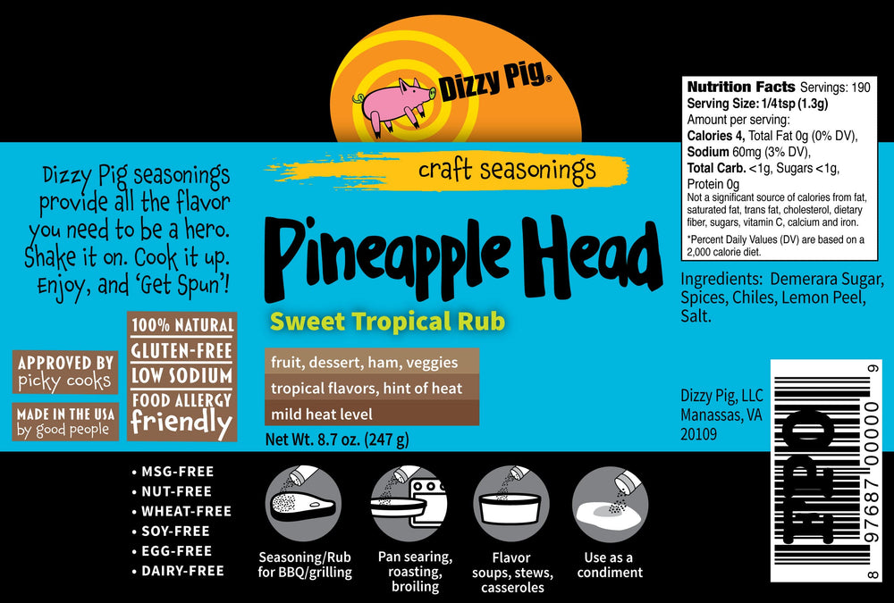 Dizzy Pig Pineapple Head on grilled pineapple highlights savory-sweet tropical flavor