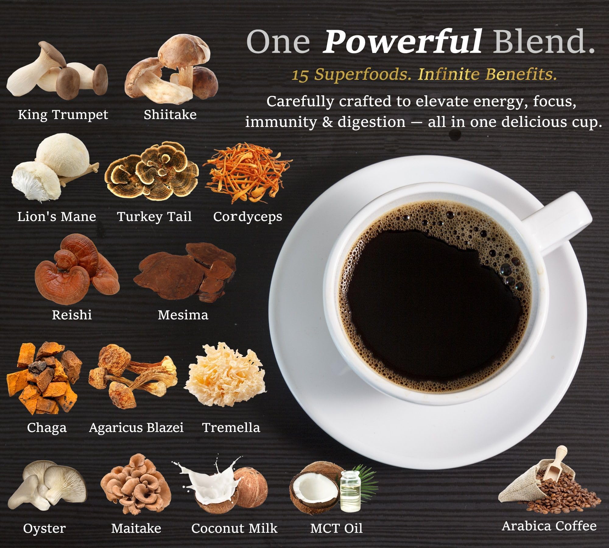 DLNIA mushroom coffee pour into cup with creamy, smooth texture.