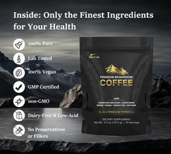 DLNIA organic coffee ingredients label highlighting non-GMO sourcing.