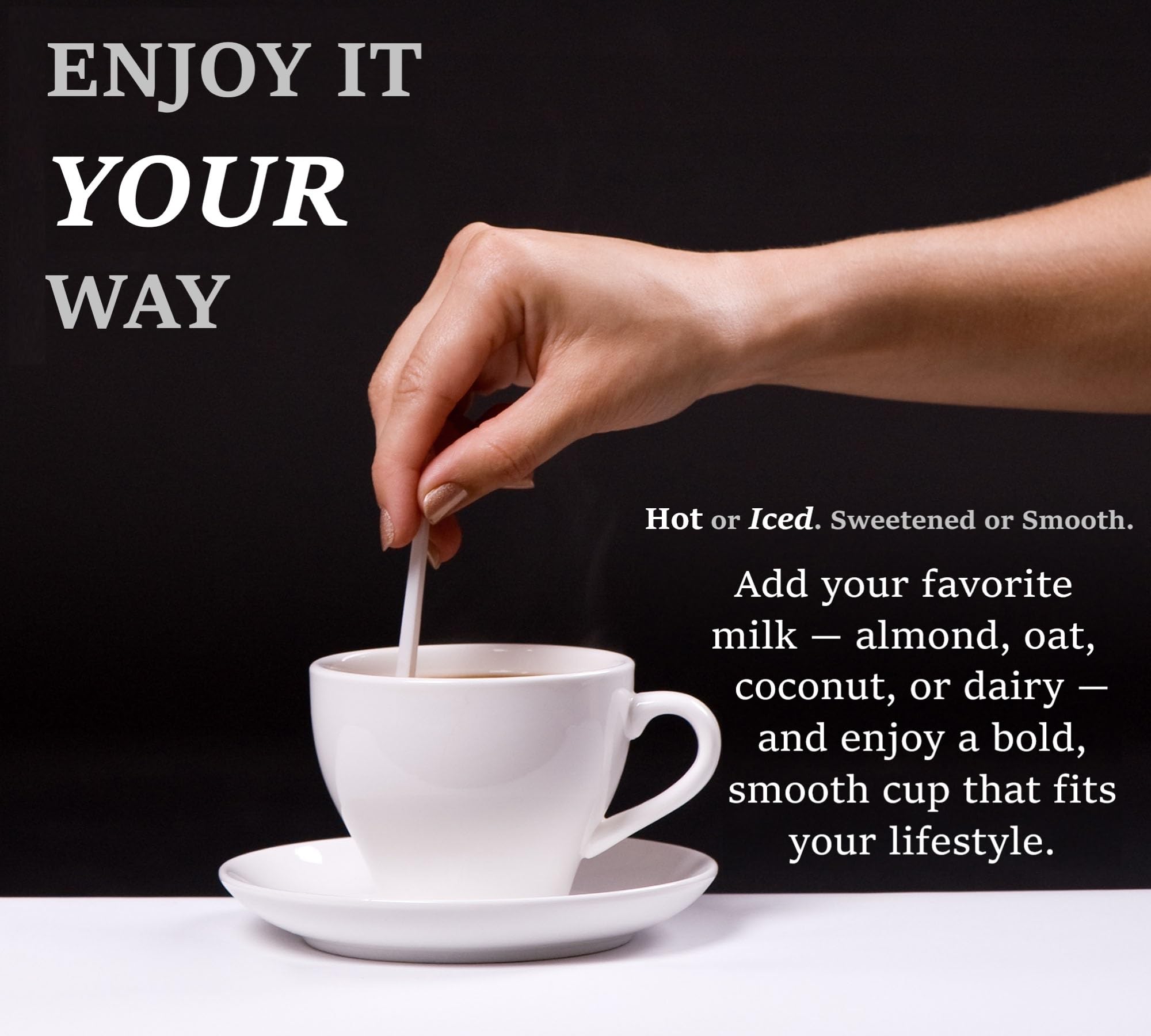 DLNIA portioned instant coffee scoop for quick caffeine boost.
