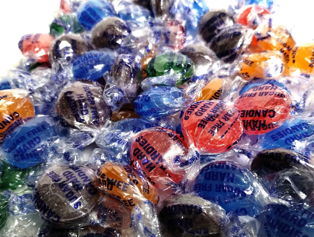 DM Sweets assorted sugar-free fruit candy-buttons for guilt-free snacking.