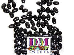 DM Sweets licorice jelly beans in a jar, ready for sharing or personal treat.