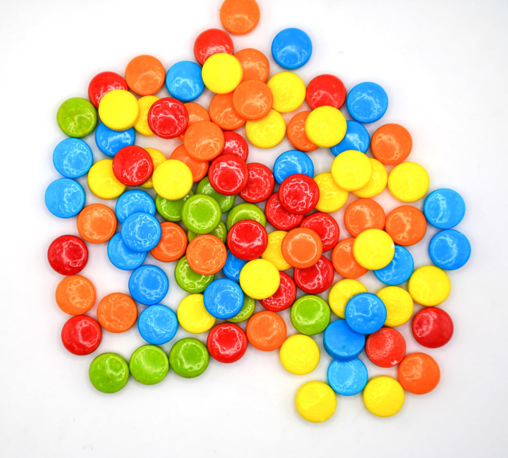 DM Sweets rainbow pucker candy color variety shows vibrant hues for display.