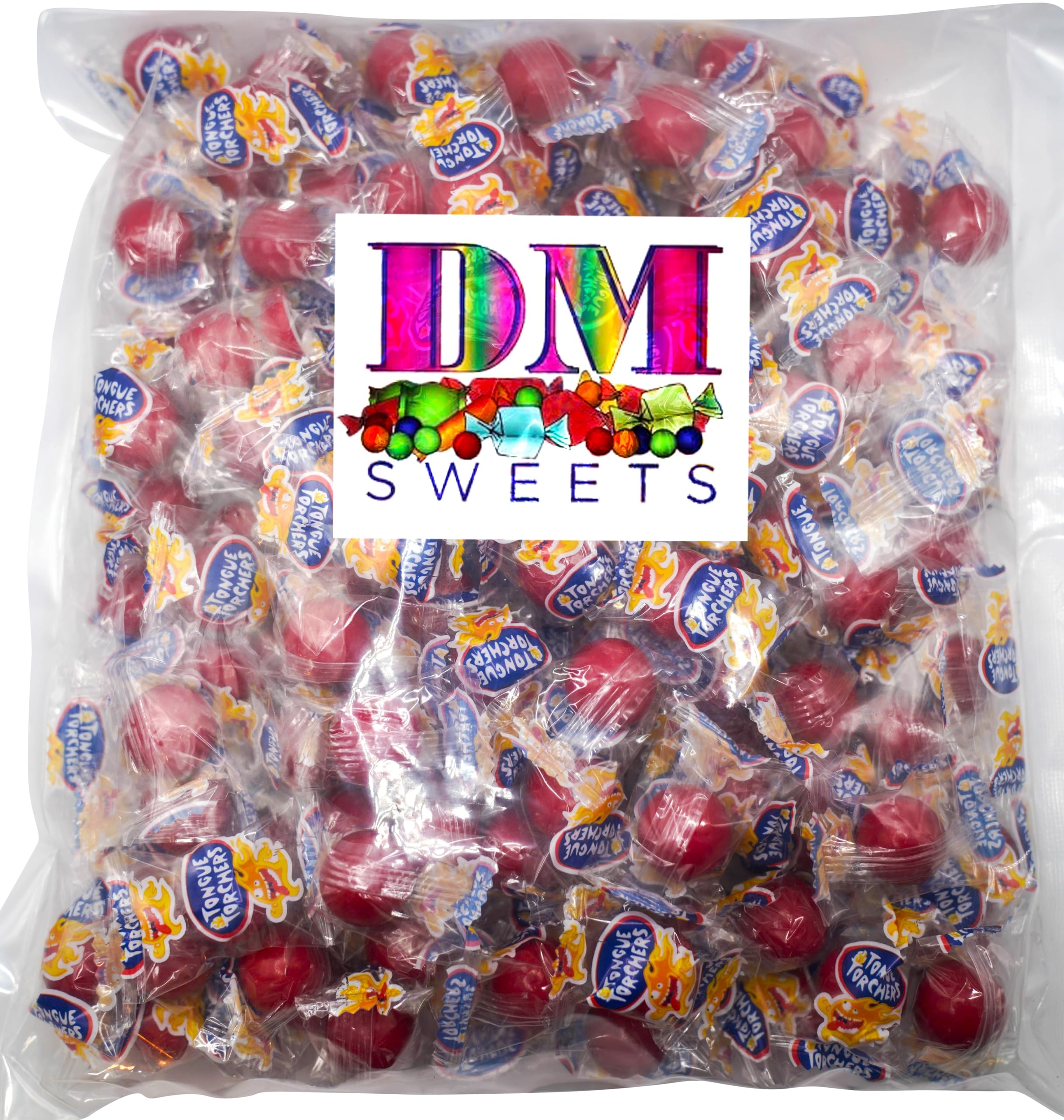 DM Sweets Tongue Torchers candy pieces closeup highlights bold cinnamon flavor
