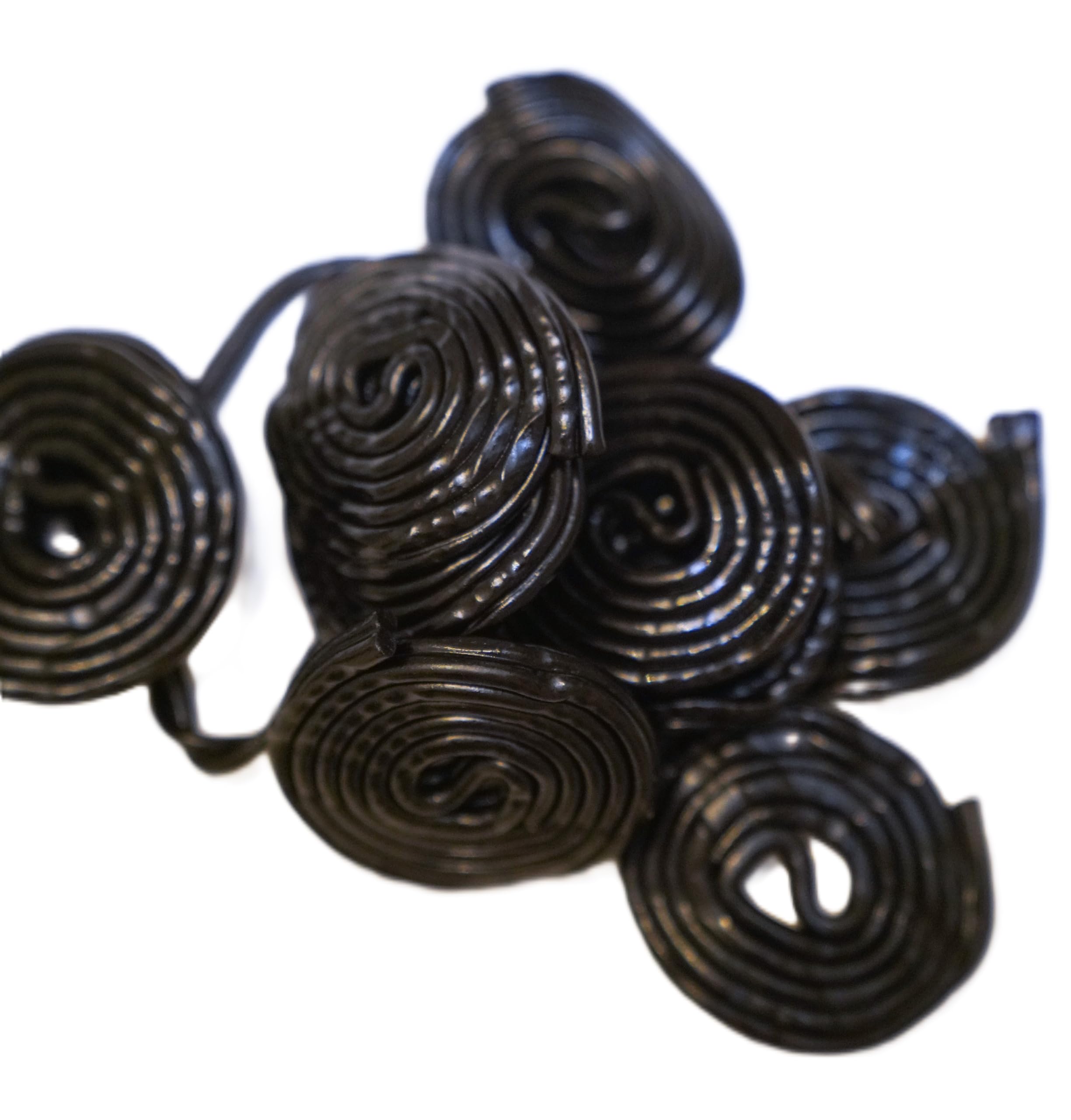 DM Sweets Black Licorice Wheels stacked neatly for easy portioning