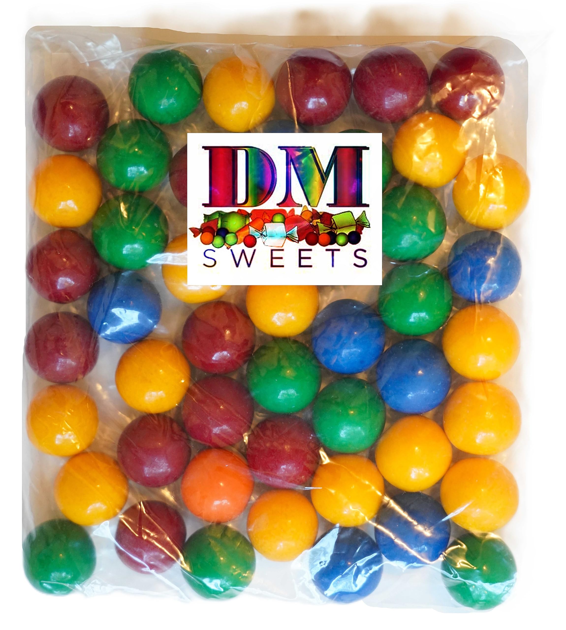 DM Sweets blue raspberry flavor gumballs—bright colors and bold taste