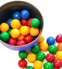 DM Sweets cherry flavor gumballs with sour core—playful snack