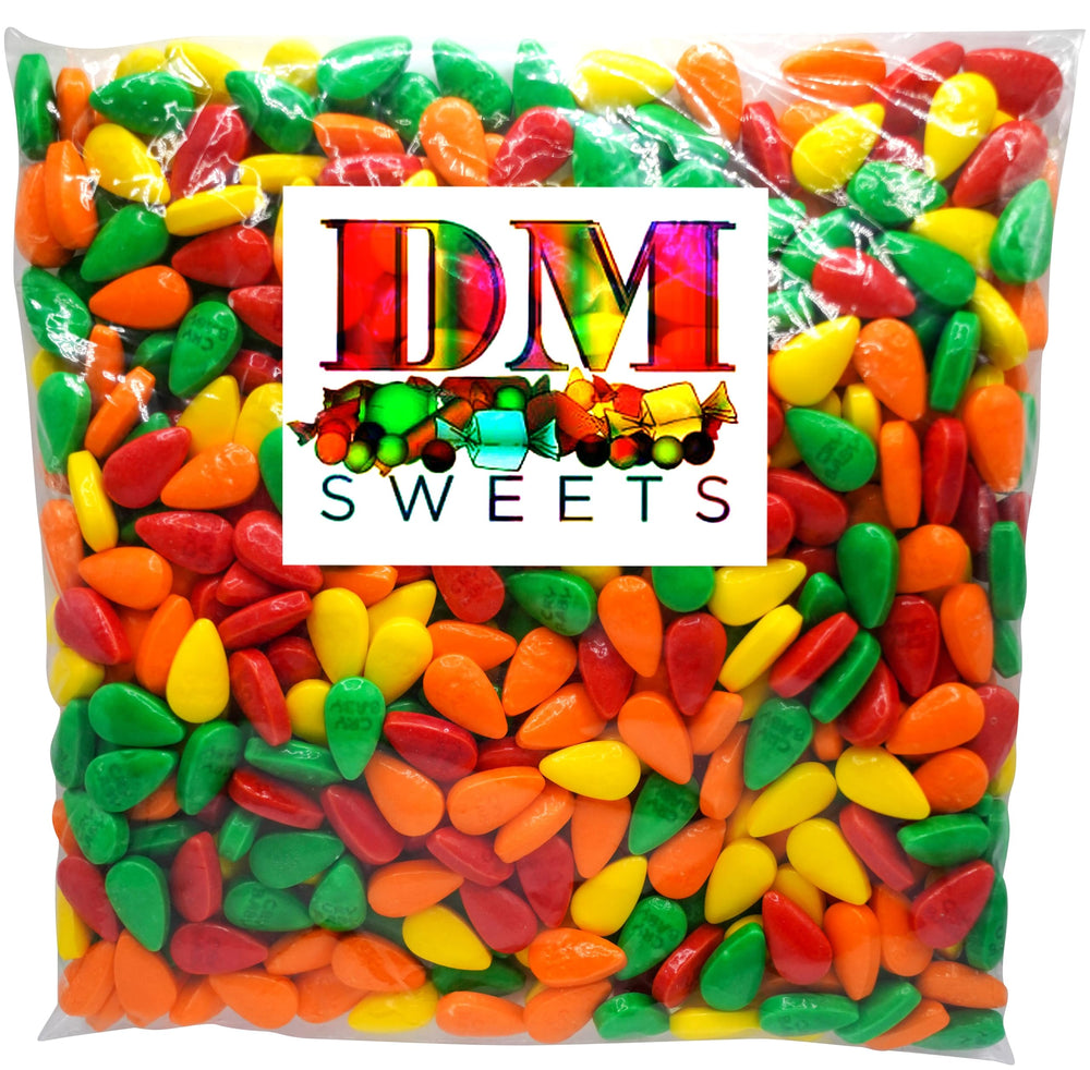 Closeup of DM Sweets Extreme Sour coating crystals highlight tangy fruit flavors.