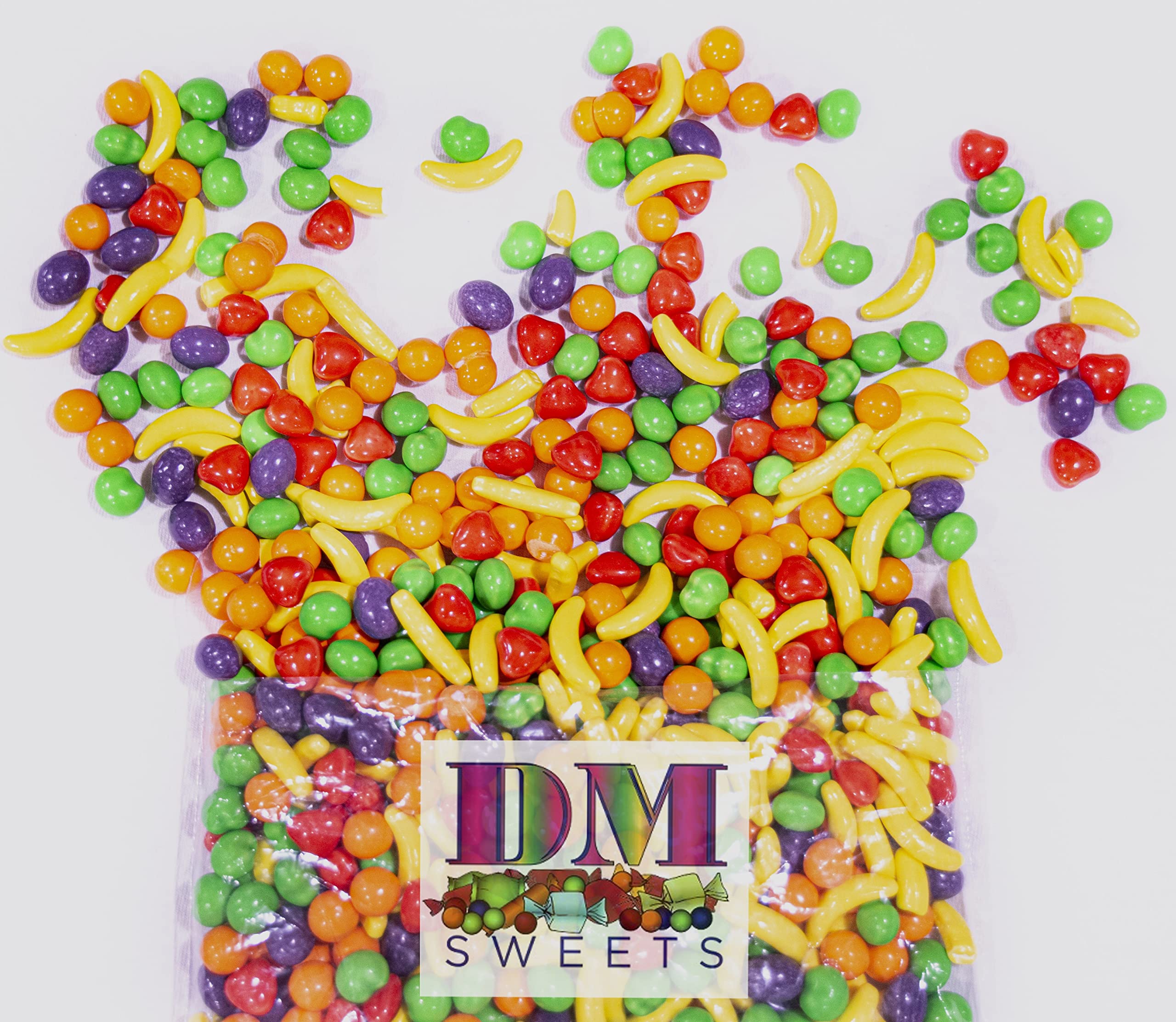 DM Sweets mixed-fruit assortment hard candy ideal for vending machines.