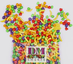 DM Sweets mixed-fruit assortment hard candy ideal for vending machines.
